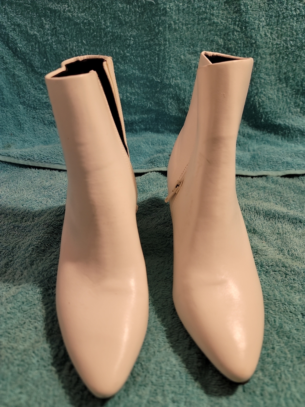 Women's Cream Pointed-Toe Ankle Boots - Picture 2 of 10